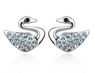 Charm Jewelry Swarovski Crystal Element 18k Gold Plated Aquamarine Blue Swan Exquisite Fashion Stud Earrings Z#409 Zg4e7ac9 Jewelry