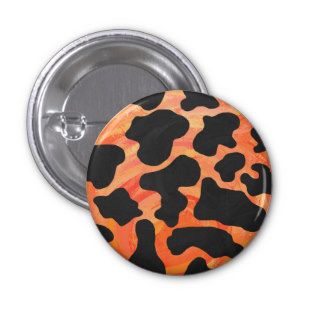 Cow Black and Orange Print Pins