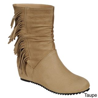 Radiant Women's 'Prize' Mid calf Hidden Wedge Fringe Boots Boots