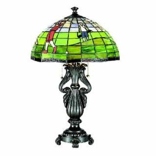 Ram Gameroom Products Stained Glass Tiffany Style Golf   Table Lamp  