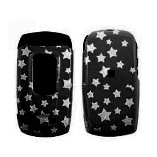 Hard Plastic Snap on Cover Fits Utstarcom 7026 White Stars on Black Cricket Cell Phones & Accessories