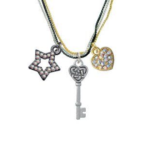 Celtic Knot Heart Key RockStar Tri Color Necklace Pendant Necklaces Jewelry