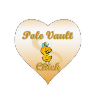 Pole Vault Chick Heart Sticker