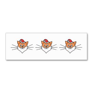 Cartoon of a Cat in a Santa Hat and Beard. Business Card