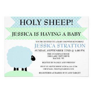 Cute and Fun Sheep Baby Shower invite   customize