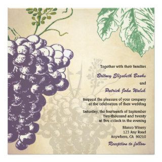 Vintage Tuscan Winery Vineyard Wedding Invitations