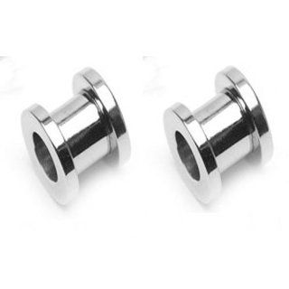 Pair of 5/8 Inch 16mm Stainless Steel Screw Fit Flesh Hollow Tunnels Flares Plugs E171 Jewelry