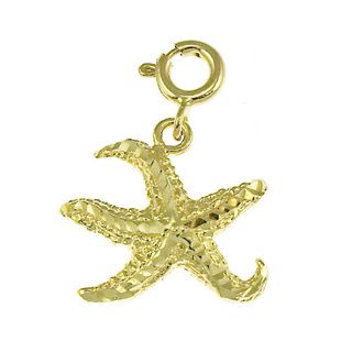 14k Yellow Gold Spring ring Starfish Charm Gold Charms