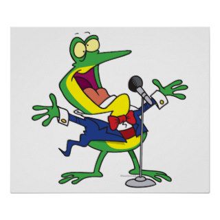 funny singing froggy frog cartoon posters