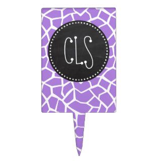 Retro Chalk; Amethyst Purple Giraffe Animal Print Cake Picks