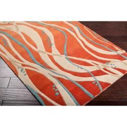 Hand tufted Orange Contemporary Pinaleno New Zealand Wool Abstract Rug (3'3 x 5'3) 3x5   4x6 Rugs