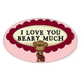 I Love You Very Much Bear Hearts Designer Sticker