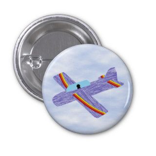 Rainbow Balsa Wood Replica Airplane Button