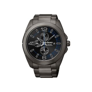 Seiko Mens Black Stainless Steel Solor Chronograph Watch