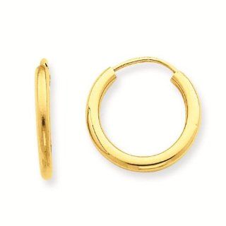 14k 2mm Polished Round Endless Classic Hoop Earrings   Gold Jewelry Reeve and Knight Jewelry