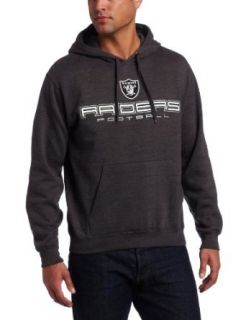 NFL Men's Oakland Raiders 1st and Goal IV Long Sleeve Hooded Fleece Pullover (Charcoal Heather, Medium)  Sports Fan Outerwear Jackets  Clothing