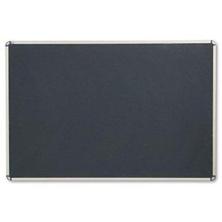 Tackable Board, Fabric, 6 #39;x4 #39;, Titanium Frame/Black Board  Bulletin Boards 