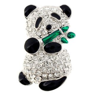 Panda With Bamboo Crystal Pin Brooch Brooches & Pins