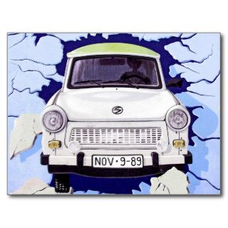 Trabant Car , Pale Blue, Berlin Wall Postcard