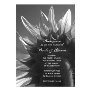 Black and White Sunflower Wedding Invitation