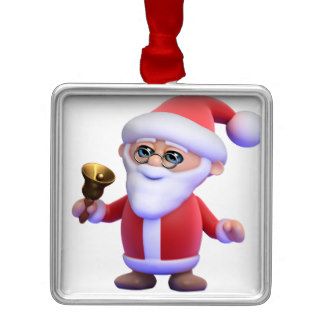 Christmas Santa rings his bell Christmas Ornaments