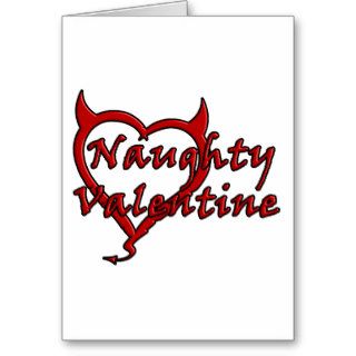 Funny Red Heart W Devil Horns Naughty Valentine Greeting Cards