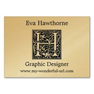 Decorative Letter "H" Woodcut Woodblock Inital Business Card Templates