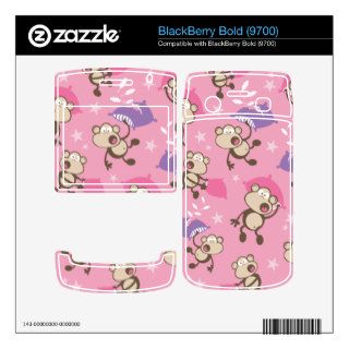 cute funny pillow fighting monkeys pattern decal for BlackBerry