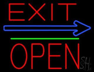 Exit Block Open Green Line Neon Sign 24" Tall x 31" Wide x 3" Deep  Business And Store Signs 