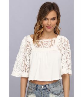 Free People Catalina Tee Womens Short Sleeve Pullover (White)