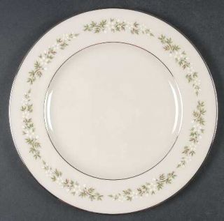 Lenox China Brookdale  Luncheon Plate, Fine China Dinnerware   White/Yellow Flow