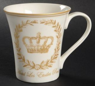 222 Fifth (PTS) Les Etoiles Crown Gold Mug, Fine China Dinnerware   Gold Crown,L