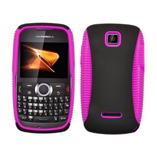 Soft Skin Case Fits Motorola WX430 Theory Hybrid Case Hot Pink TPU Black Hard Cover Boost Mobile Cell Phones & Accessories