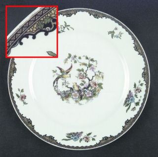 Noritake Navarre Dinner Plate, Fine China Dinnerware   Birds Center,Floral,Black