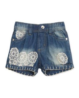 Lace Patch Chambray Shorts, 12 24 Months