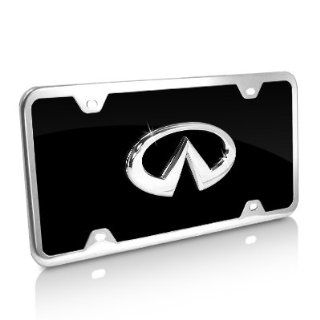 Infiniti 3D Logo Black Acrylic License Plate with Chrome Frame Kit Automotive