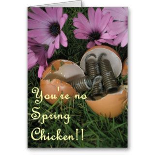 Funny Over the Hill Spring Chicken Birthday Card
