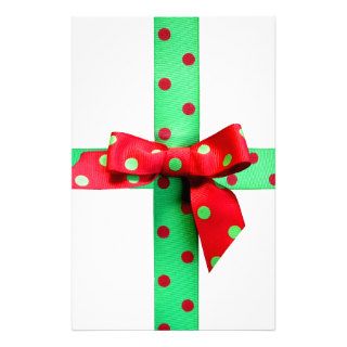 Holiday Green and Red Polka Dot Ribbon Stationery