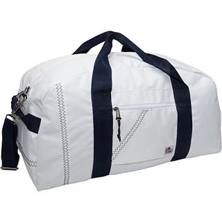 Sailcloth Large Square Duffel White with Blue Straps   Sailorbags All