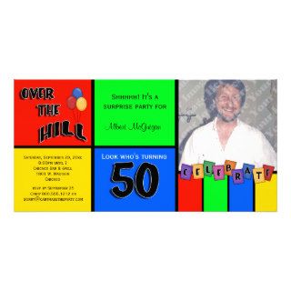 Primary Colors Photo Surprise 50th Birthday Party Photo Cards