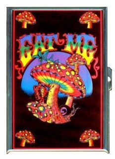 Eat Me Psychedelic Mushrooms Drugs Double Sided Cigarette Case, ID Holder, Wallet with RFID Theft Protection