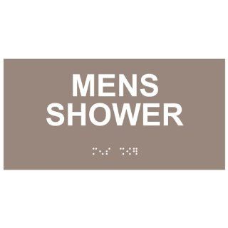 ADA Mens Shower Braille Sign RSME 433 WHTonTaupe Wayfinding  Business And Store Signs 