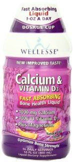Wellesse Calcium & Vitamin D3, 1000mg, Natural Citrus Flavor, 16 Ounce Bottles (Pack of 2) Health & Personal Care