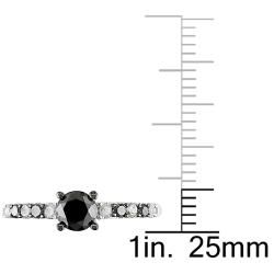 Miadora Sterling Silver 1ct TDW Black and White Diamond Bridal style Ring (H I, I2 I3) Miadora Diamond Rings