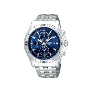 Pulsar Mens Stainless Steel Blue Chronograph Watch