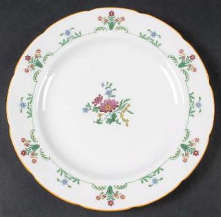 Wedgwood Charleston Luncheon Plate, Fine China Dinnerware   Red&Blue Flowers/Gre