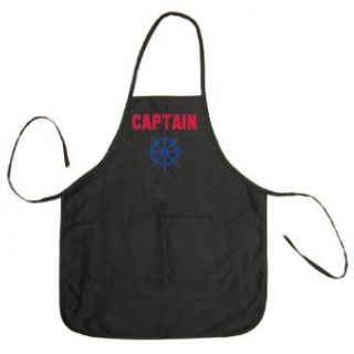 Pirates & Anchors Captain (With Ships Wheel) Adult BBQ Cooking & Grilling Apron (Black, One Size) Clothing