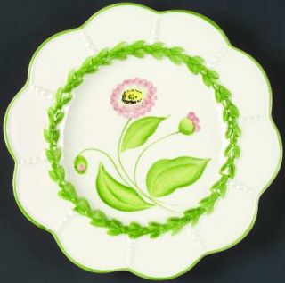 Vietri (Italy) Boxwood Salad/Dessert Plate, Fine China Dinnerware   Dots,Green L