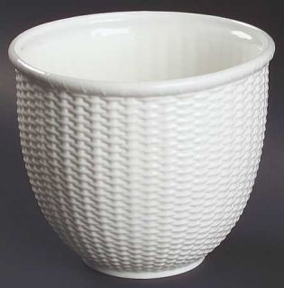 Wedgwood Nantucket Medium Cachepot, Fine China Dinnerware   All White, Embossed