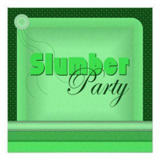 Pillow Slumber Party Invitation (Green)